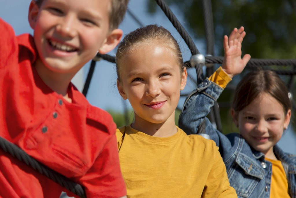 close up happy kids outdoors